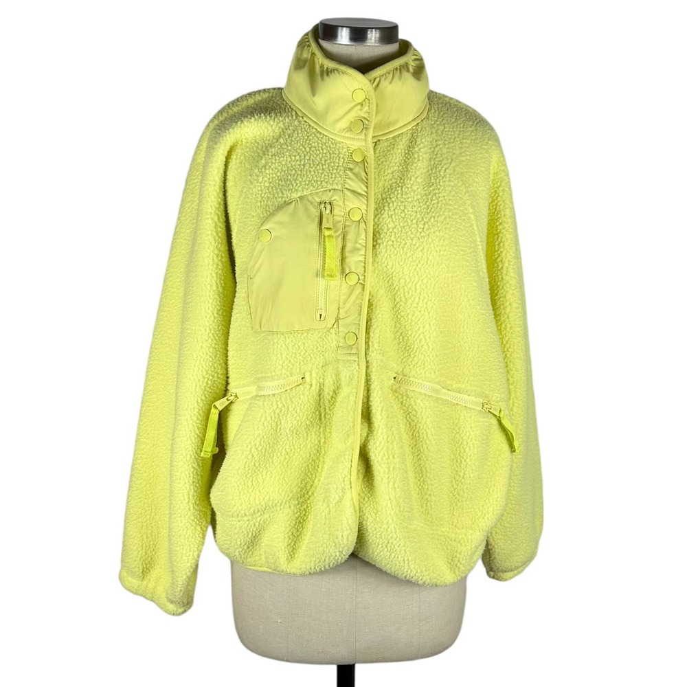 Free People Neon Yellow Fleece Jacket